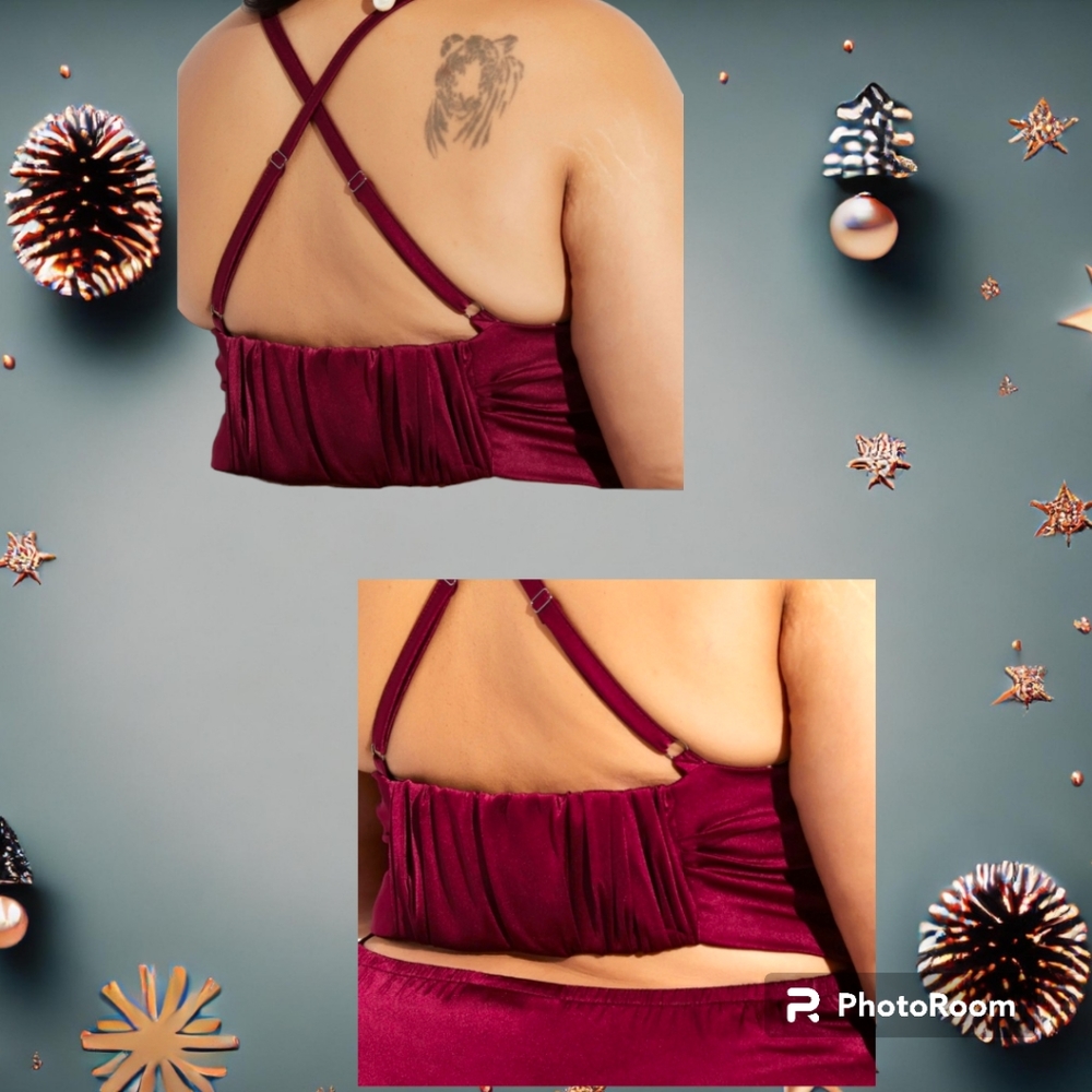 Ashley Stewart Stunning Satin Slip cowl neck dress. Wine color. Size 22/24 - Picture 11 of 12